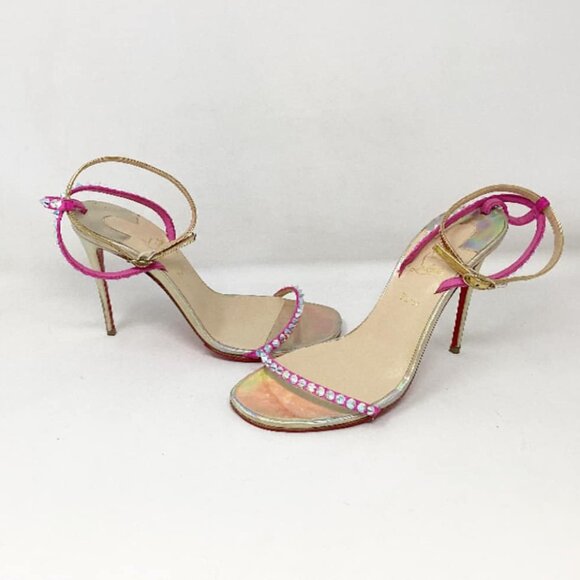 *ON SALE* Christian Louboutin #52722 Rosalie Strass Heels Size 37 - Picture 1 of 8